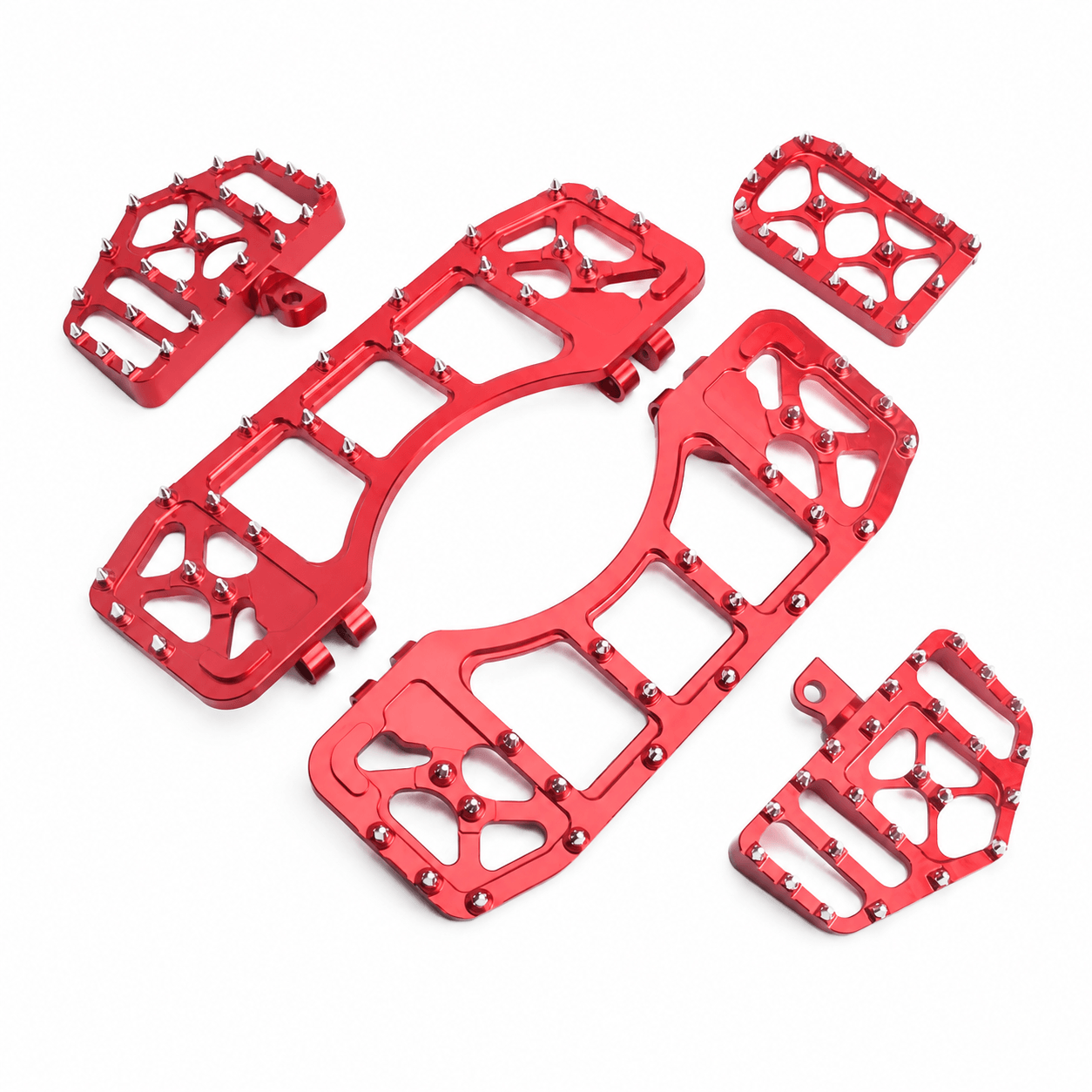 Red MX Style Footboards Set Passenger Pegs with Brake Pedal for Harley | Mactions