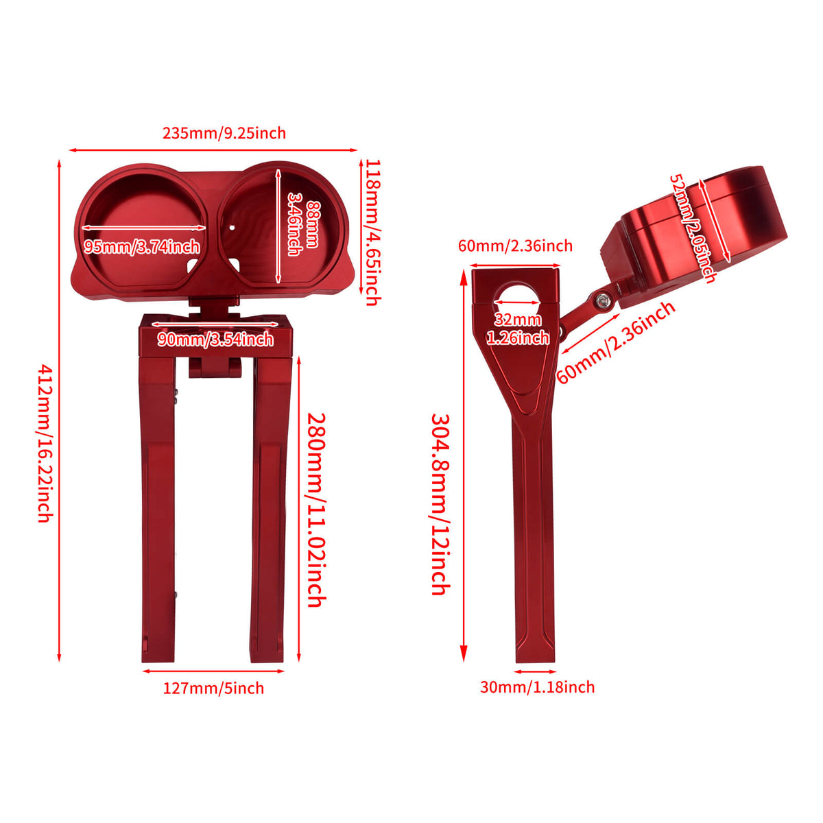 CNC Handlebar Riser With Instrument Gauge for Harley Road Glide '15-'24 | Mactions