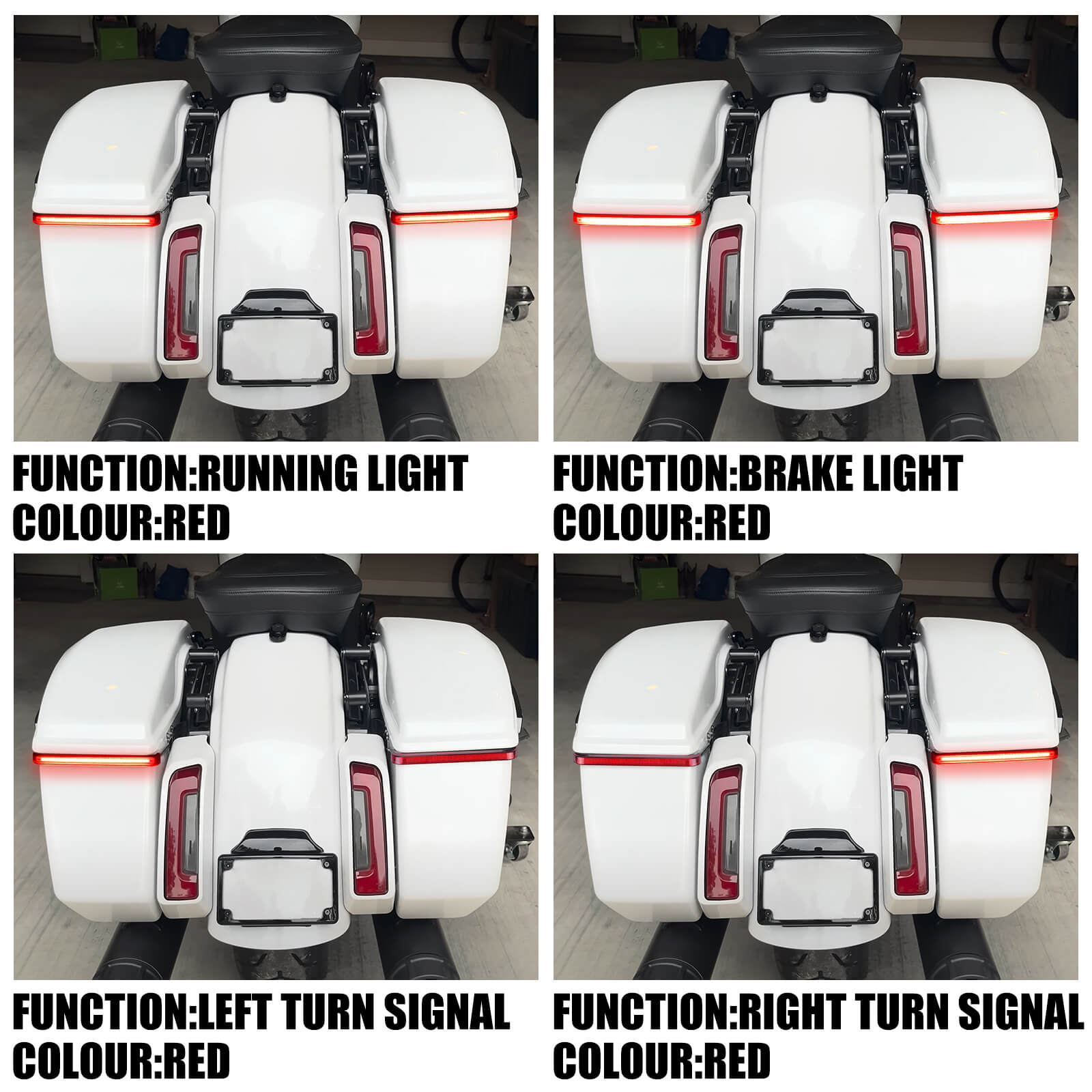 la024902 mactions LED Saddlebag Sequential flow Turn Signal Brake Taillights for harley