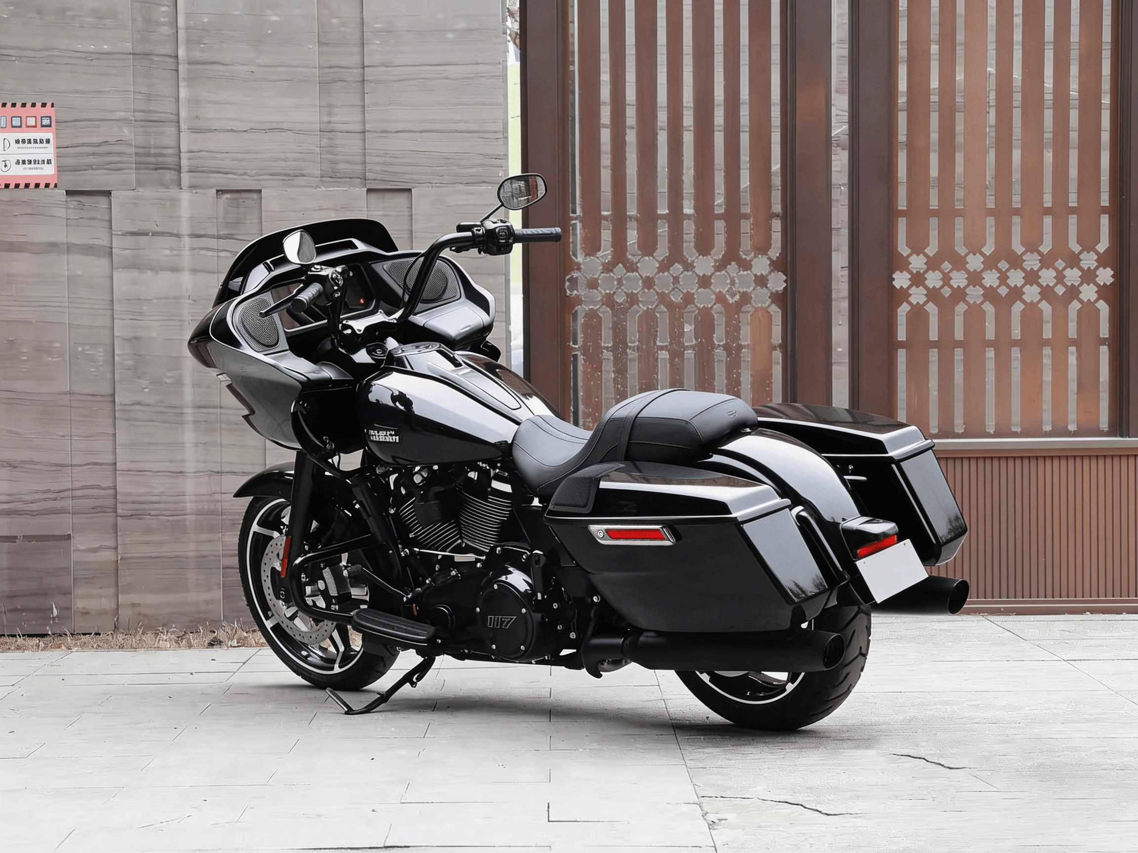 lu000603 mactions audio lid hard saddlebags road glide 2018 black latch effect