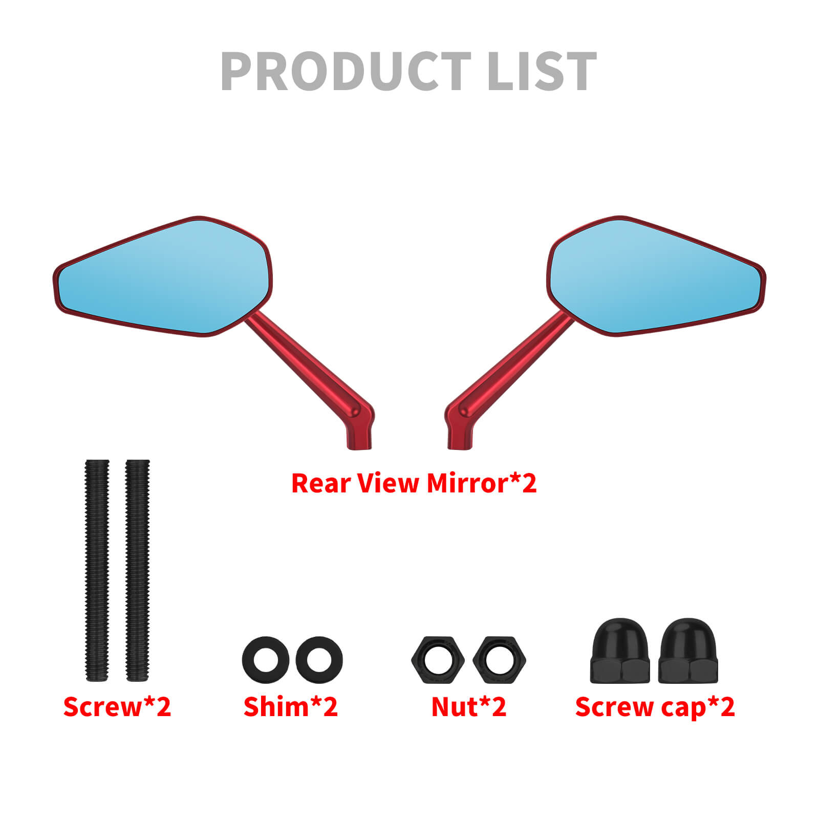 mi002902 mactions motorcycle side mirror harley touring 8mm red product list