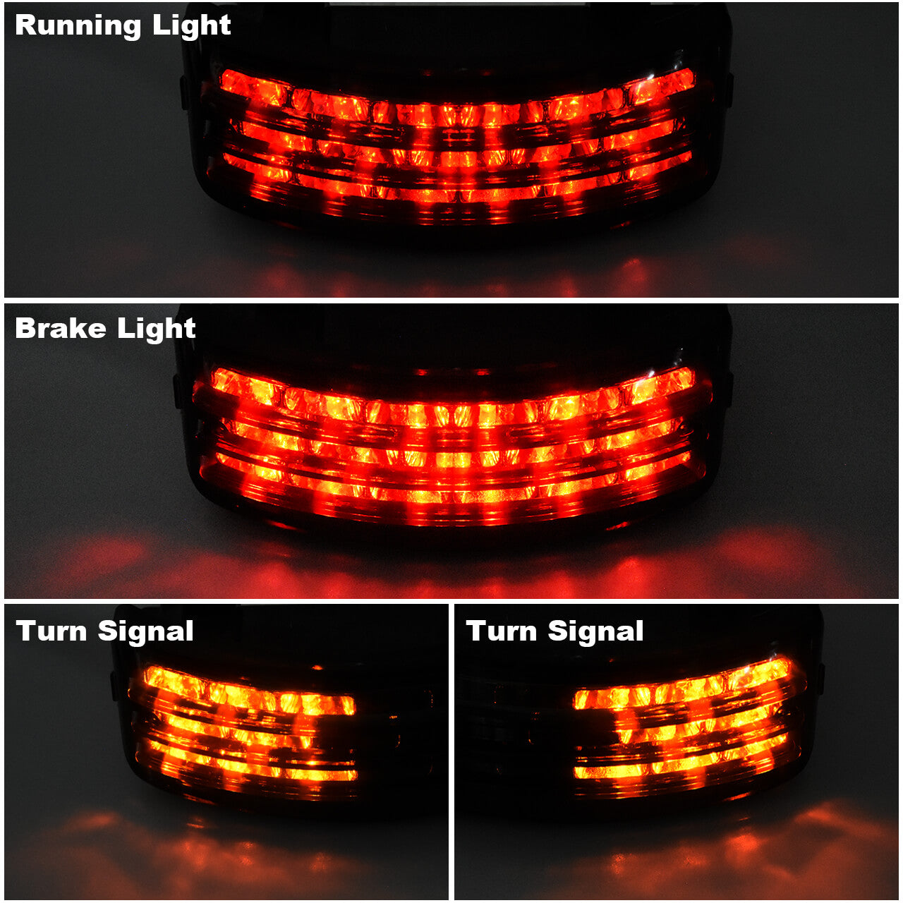 Rear Fender Tri-Bar LED Running Turn Brake Tail light Fit Harley FLHX FLTRX '08-'13 | Mactions