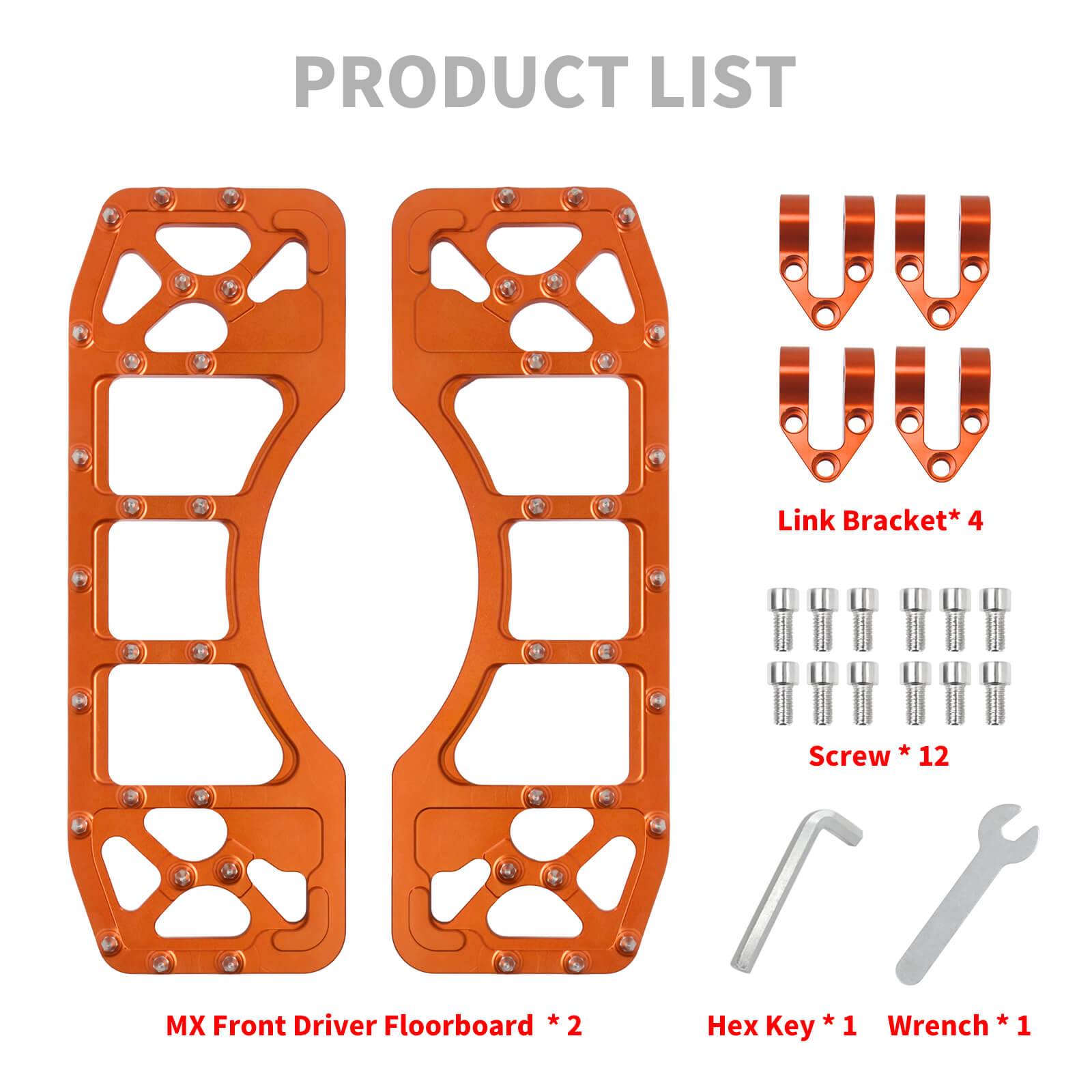 CNC Aluminum Floorboard Set in Anodized Orange for Harley Touring | Mactions
