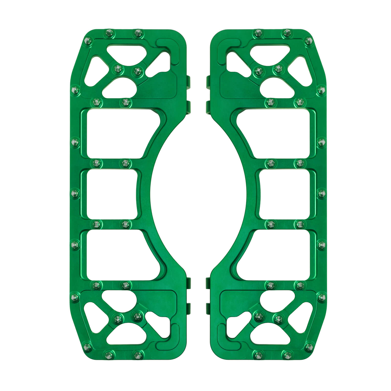 Green CNC Wide Offroad Rider Floorboards for Harley '86-'17 Softail '86-'25 Touring