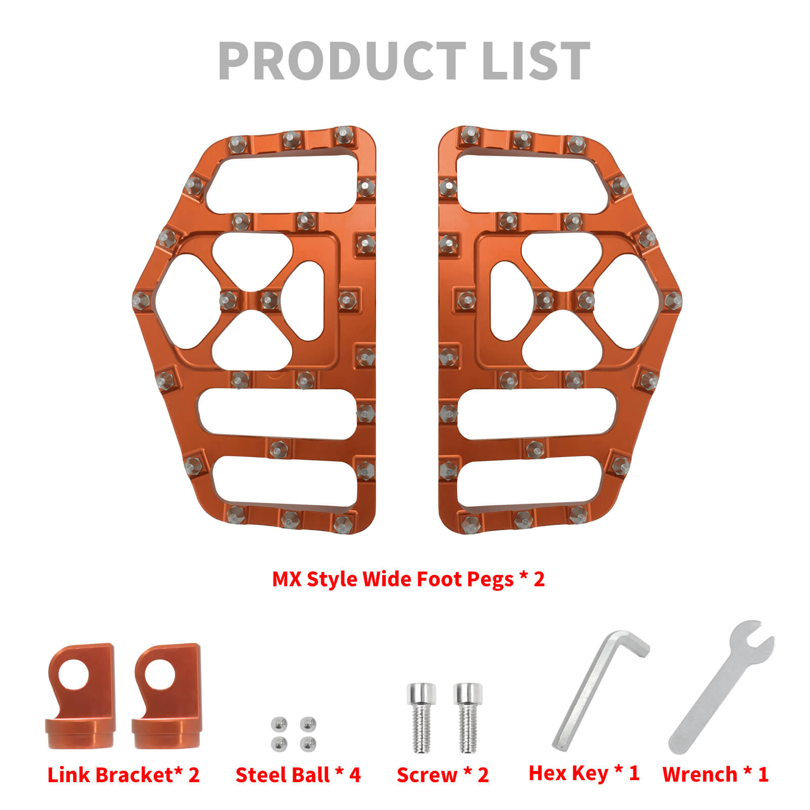 CNC Aluminum Floorboard Set in Anodized Orange for Harley Touring | Mactions