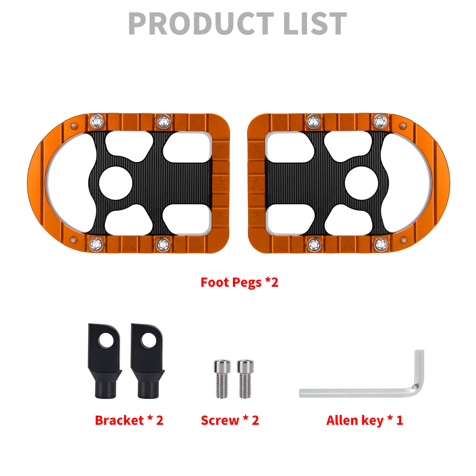 CNC Aluminum Passenger Footpegs for Harley Softail Touring - Orange | Mactions