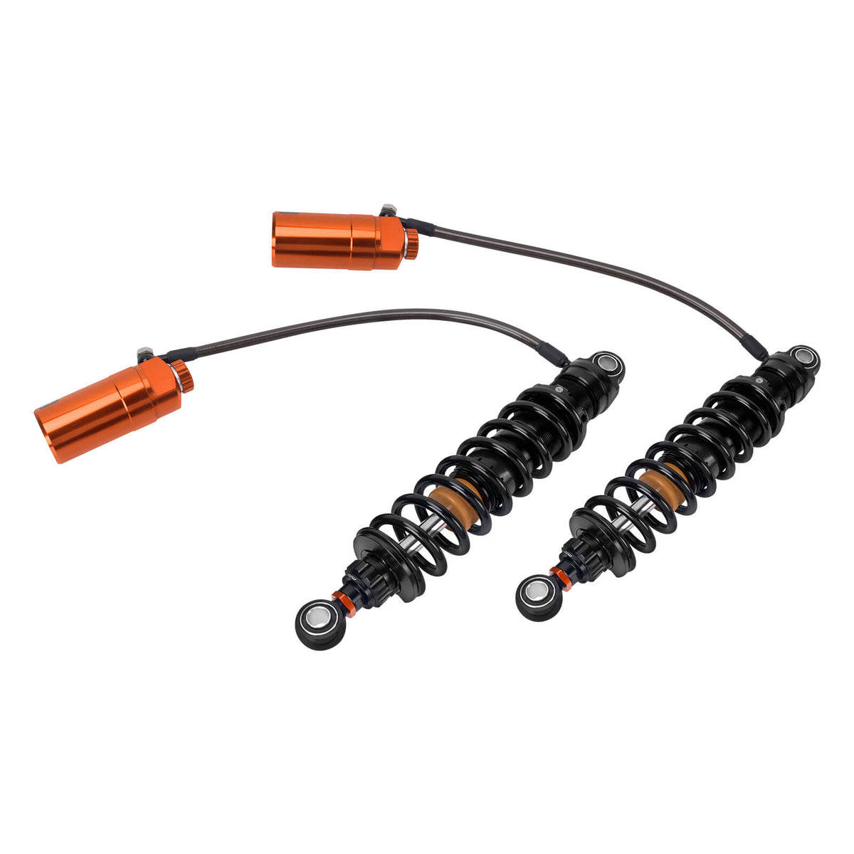 Motorcycle Rear Shocks Absorbers Suspension Orange Remote Reservoirs For Harley Touring '14-'26