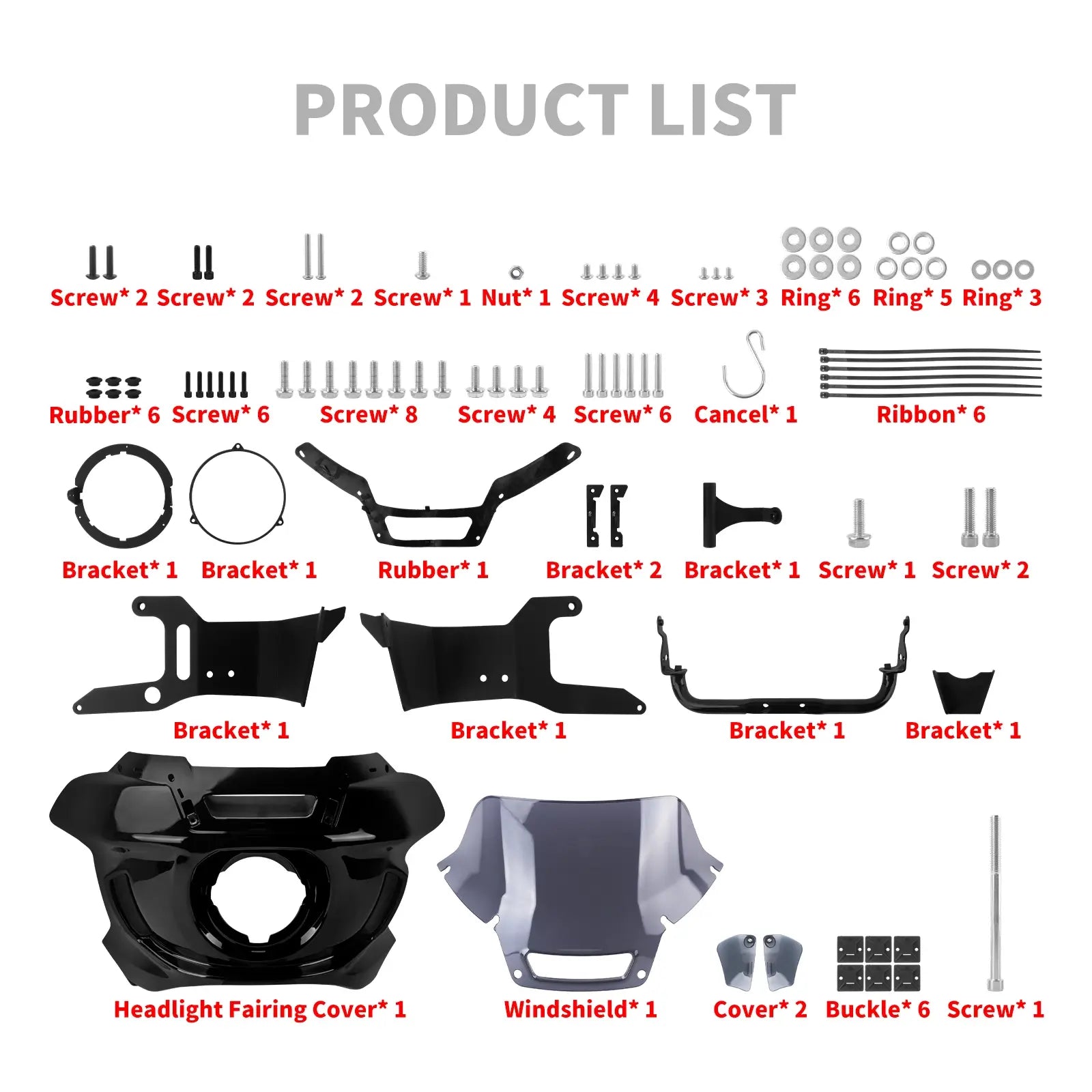 Gloss Black Front Headlight Fairing with 8” Windshield for Harley Dyna '06-'17 | Mactions