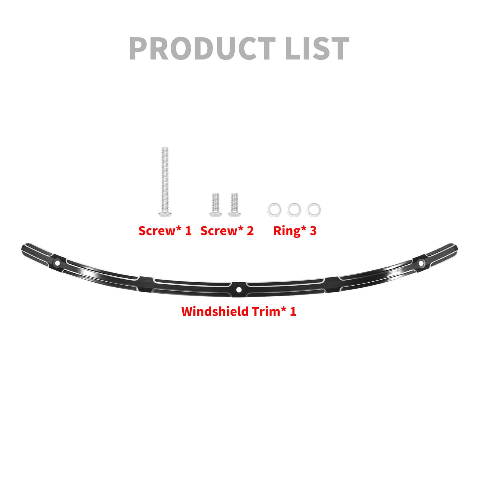 Black Cut Reised Windshield Trim For Harley Touring Electra Street Glide '14-'23