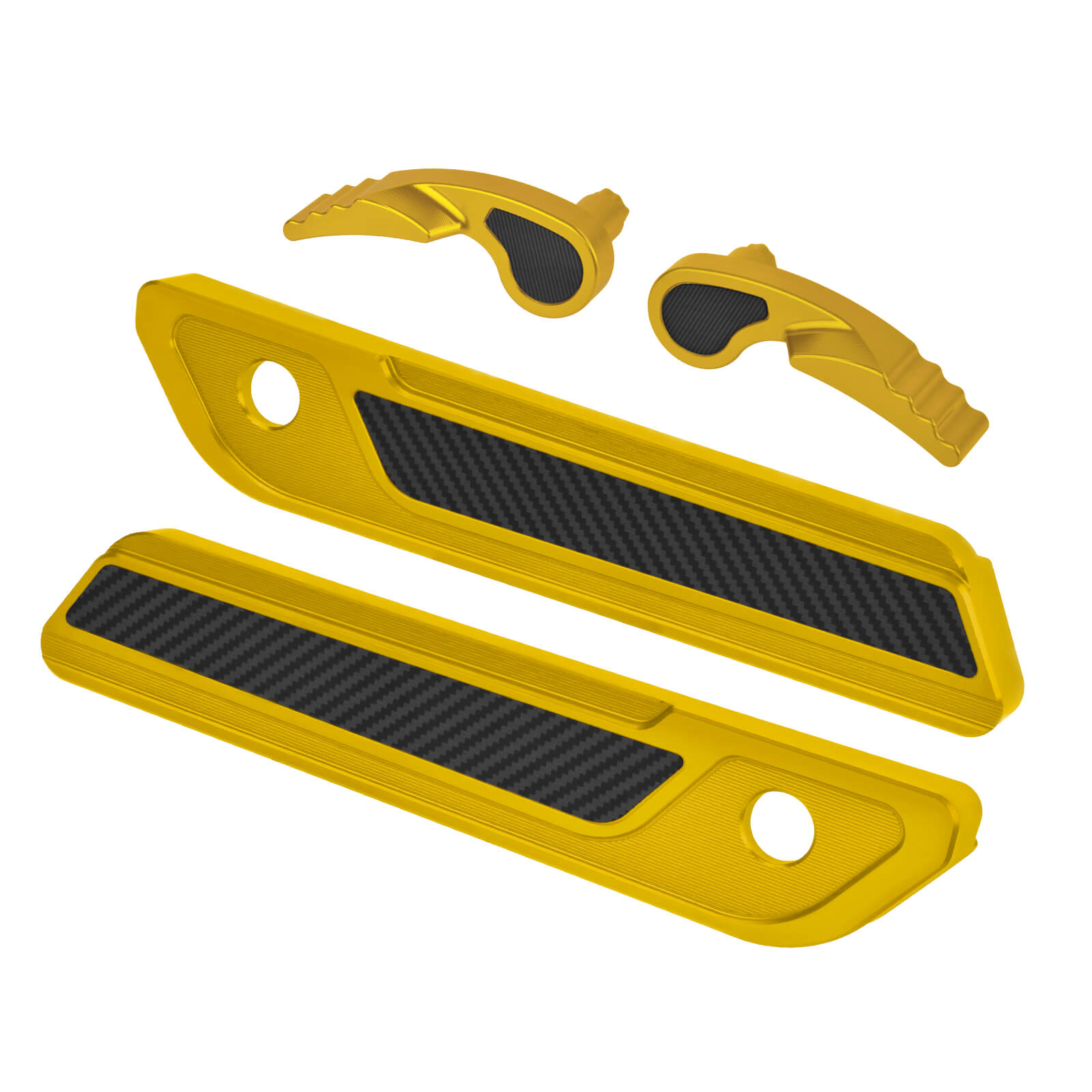 zhlu0051 jg mactions saddlebag latch lifter cover kit road king 2021 gold angle